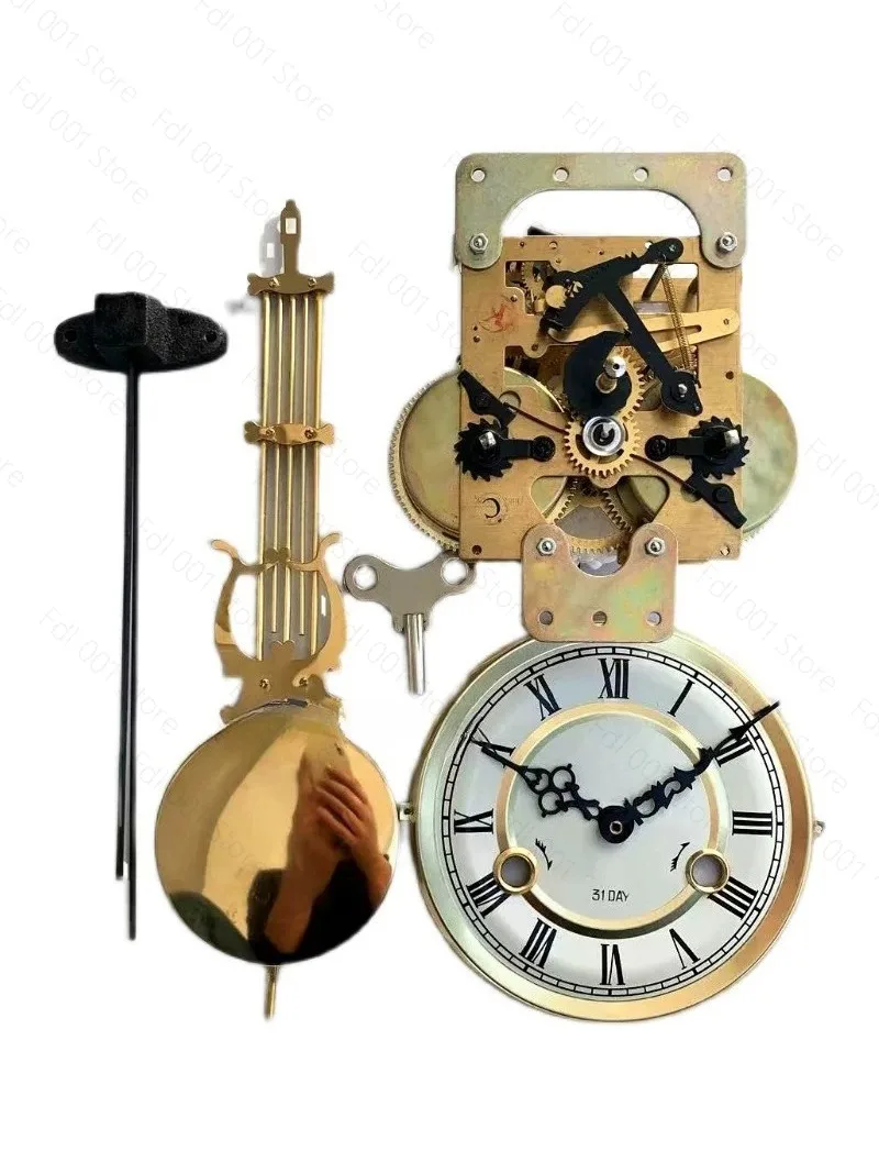 Pure Copper Movement Desk & Wall Clock, Vintage Chiming Repair Swing Mechanical Wind-Up Clock Spare Parts
