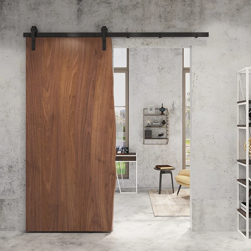 American-Style Modern Solid Wood Barn Door Custom-Made Waterproof Sliding Kitchen Bathroom Interior Door Hanging Track Hotels