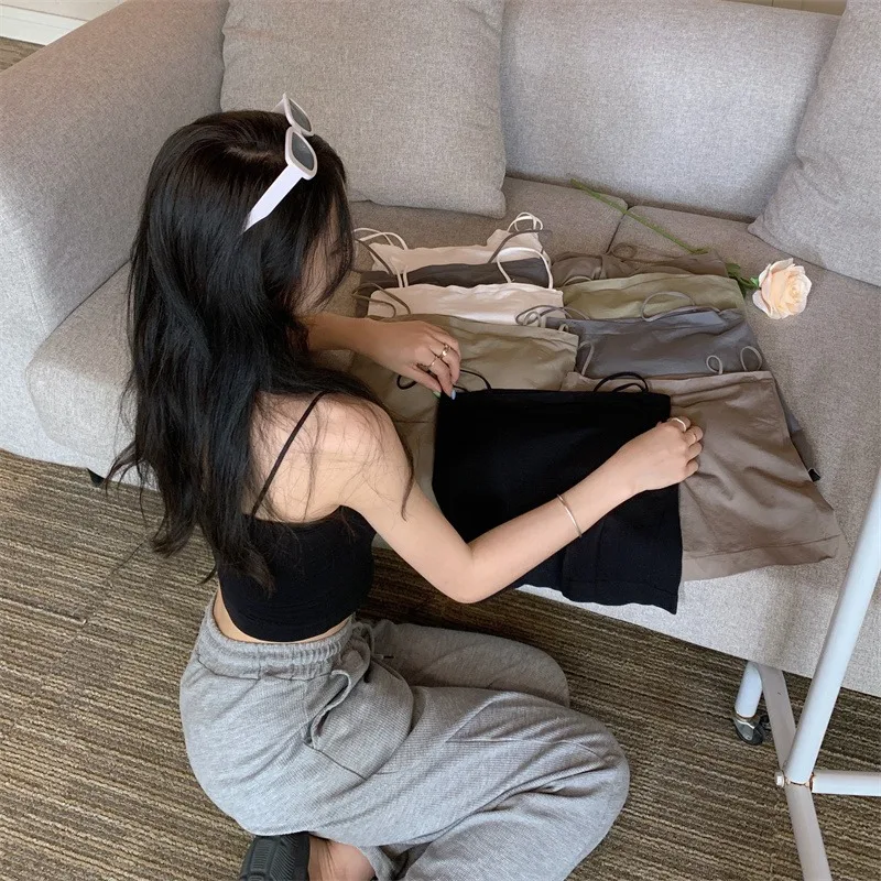 Top sexy con gilet senza spalline e imbottitura sul petto, strato base con suola, abbigliamento da esterno, tessuto in nylon, collezione estiva piccante