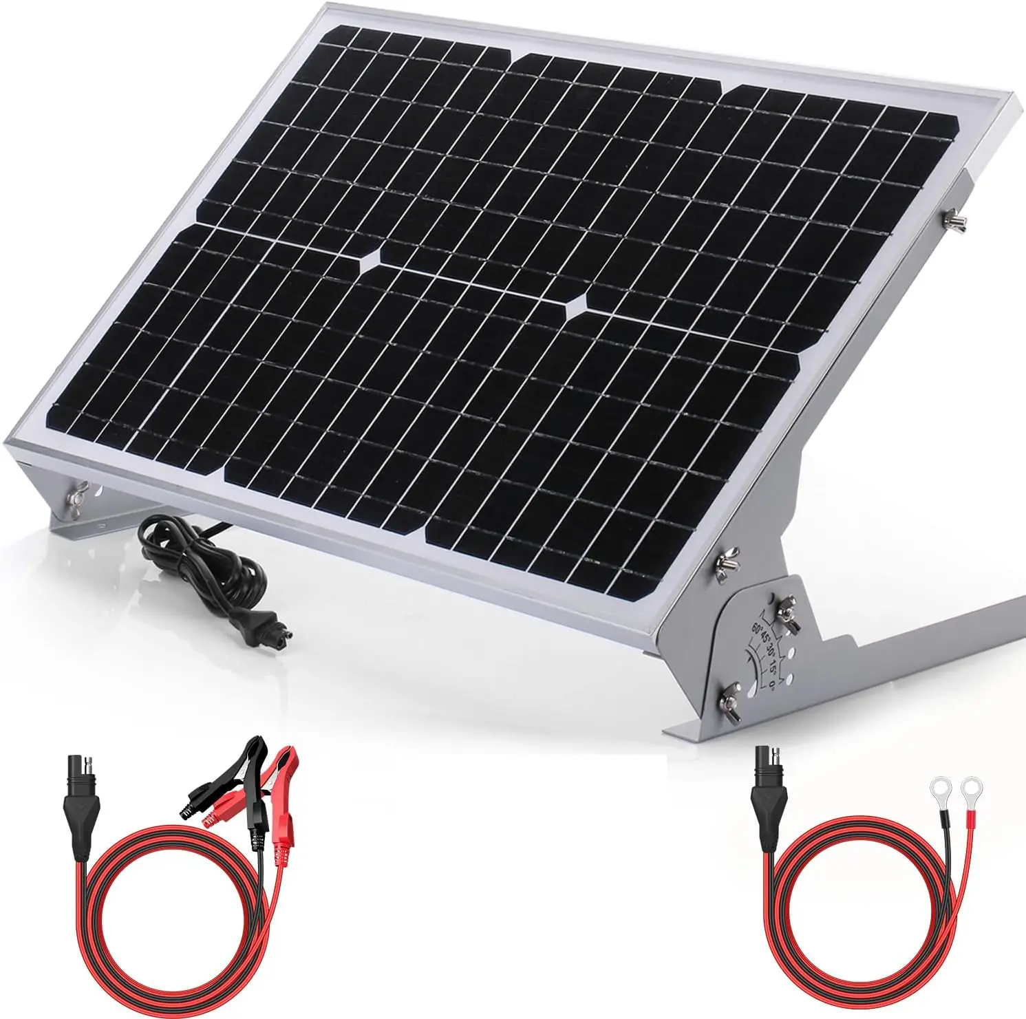 30W Solar Battery Charger Maintainer, Built-inMPPT Controller, Adjustable Mount Bracket, Waterproof 30 Watt Solar Panel Kit for