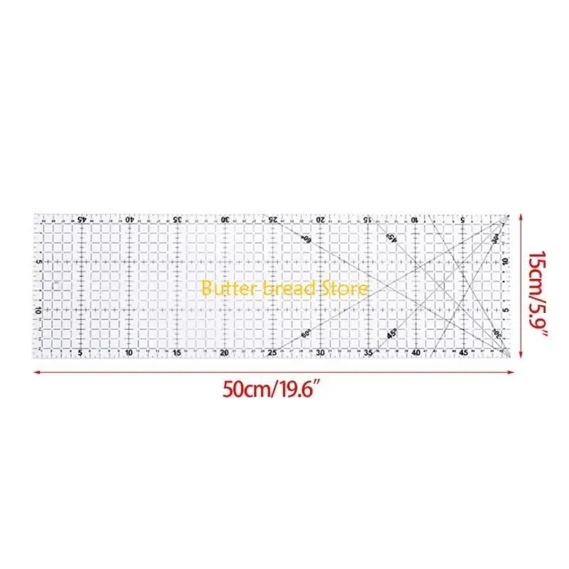 W89C Acrylic Sewing Ruler Clear Quilting Template for DIY Patchwork Crafting Quilting