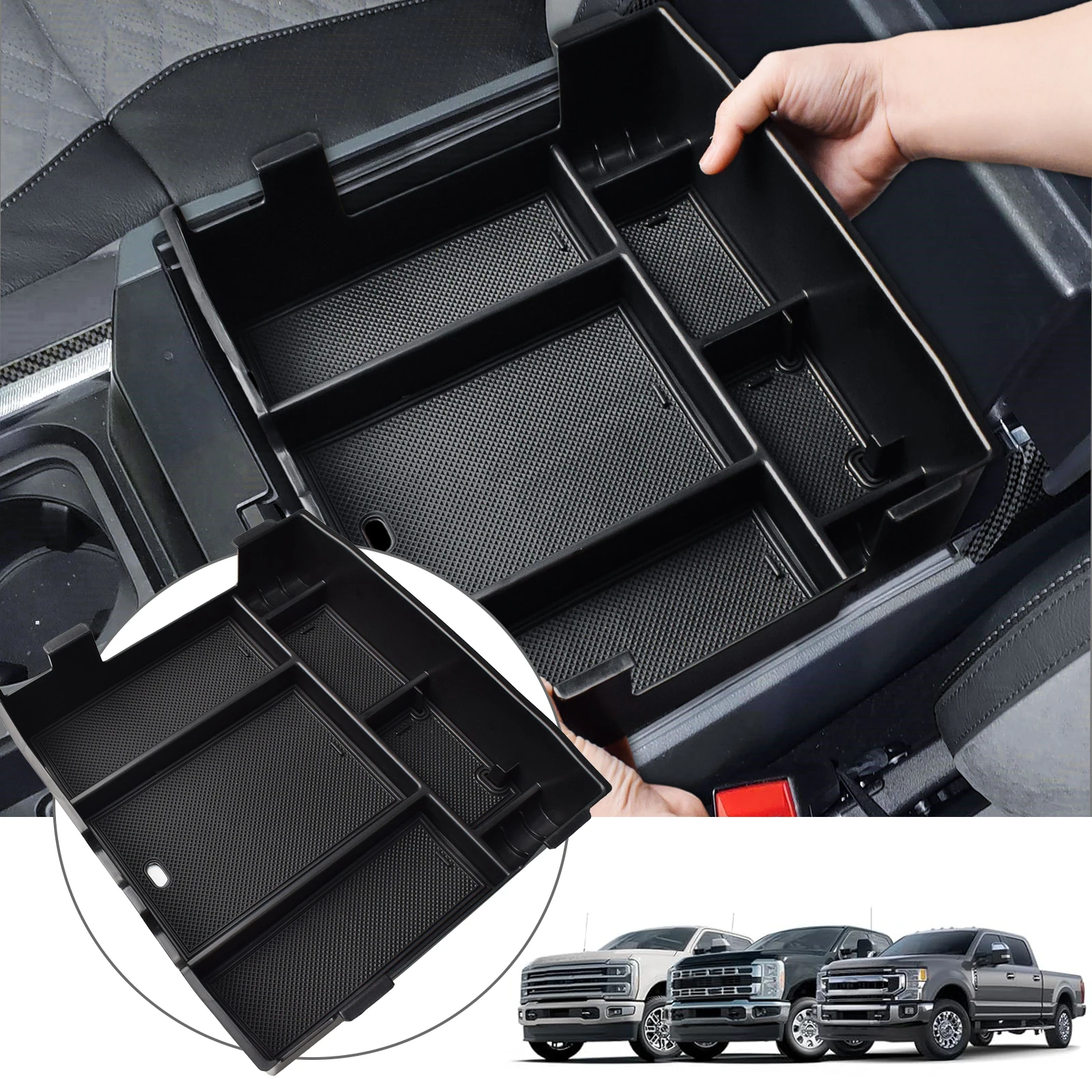 

Center Console Full Tray For 2023 2024 Ford F250 F350 F450 F550 Armrest Storage Organizer Secondary Interior Car Box Accessories