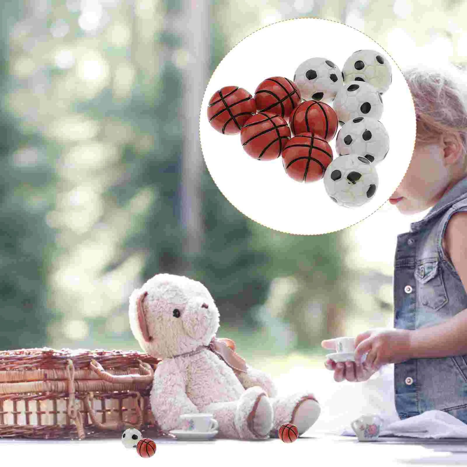 10-delige voetbal basketbal minivoetballen en model miniatuur scène accessoire voetbal speelhuis DIY kinderspeelgoed klein