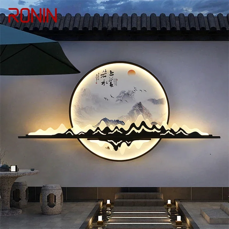 

RONIN Solar Outdoor Mural Lamp Creative Circular Landscape Waterproof Mural Outdoor Villa Courtyard Garden Decoration Painting