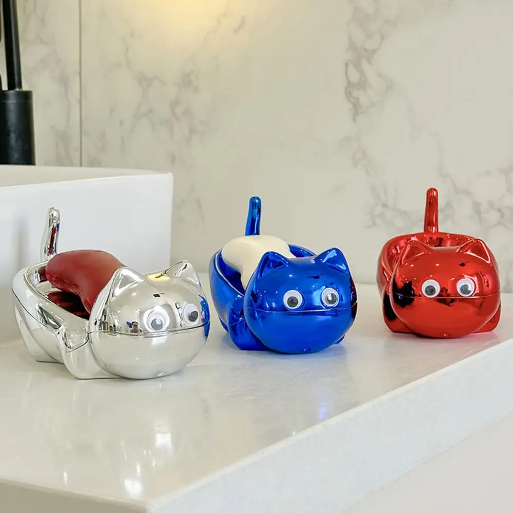 

Долговечная мыльница в форме милого кота с автоматическим дренажем для душа, ванной комнаты, легкий держатель для мыла, лоток для ванной комнаты