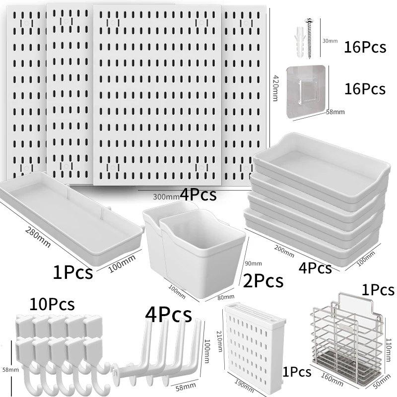 Pegboard Wall Organizer Space Saving Wall Storage Rack for Bathroom Garage Living Room Household Sundries Display
