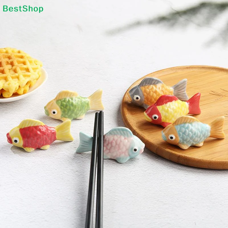 Cute Painted Ceramic Fish Chopstick Rest Goldfish Chopstick Holder Heat Resistant Tableware Rack For Kitchen Dining Table Decor