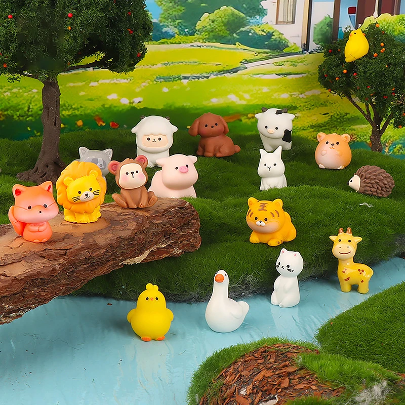 10/20pcs Resin Small Ornaments Miniature Moss Micro Landscape Creative Cute Small Animals Rabbit Panda Bear Doll Decoration