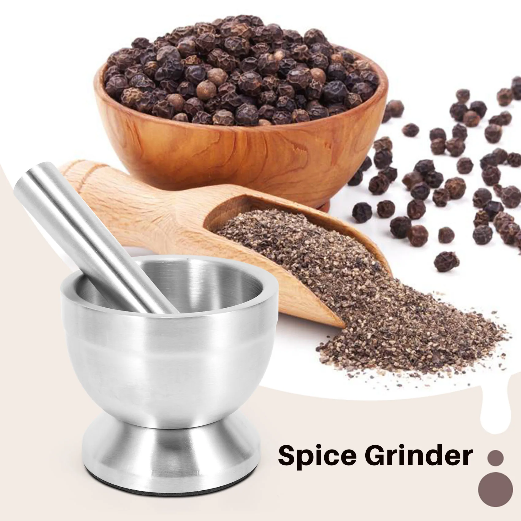 Stainless Steel Mortar Pestle Set Garlic Spice Grinder Pharmacy Herbs Bowl Mill Grinder Kitchen Tool