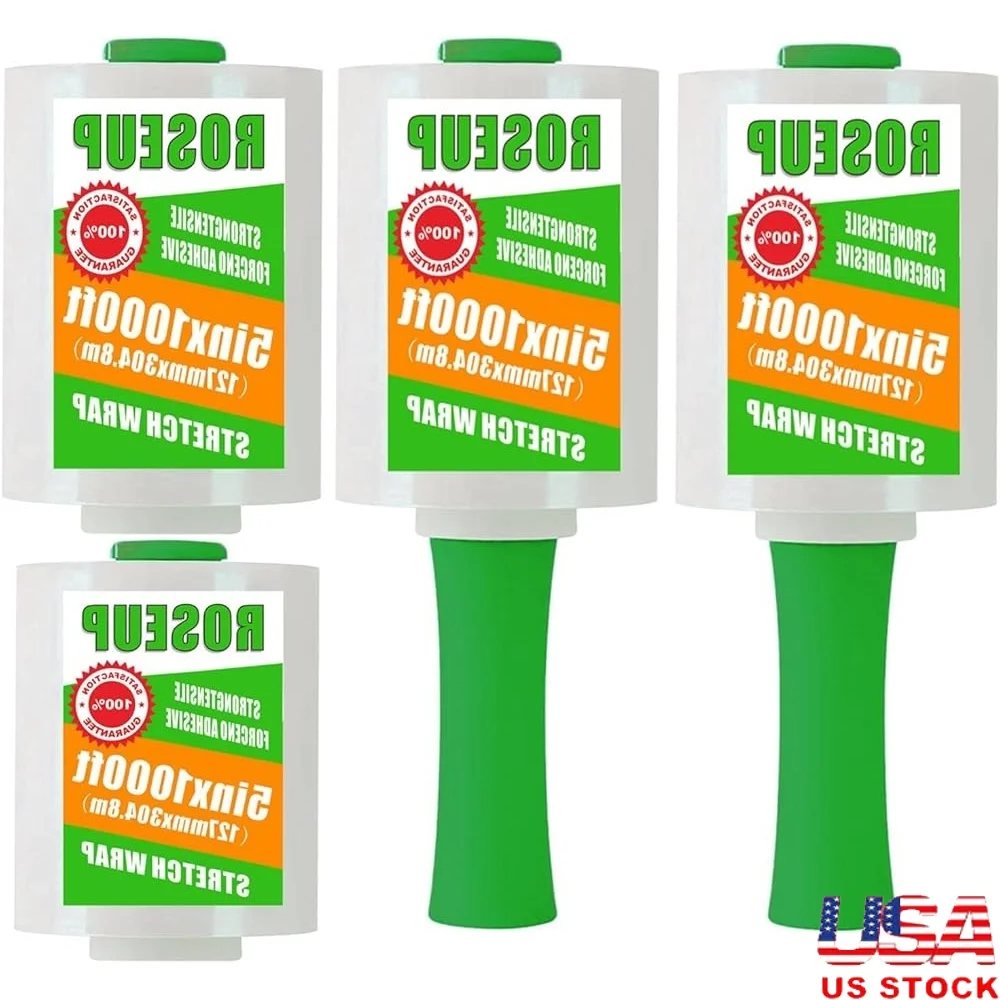 

Clear Stretch Wrap Film 5in x 1000ft Roll with Handles Heavy Duty Plastic Wrap Packing Moving Pallet Protection Self Adhesive 80