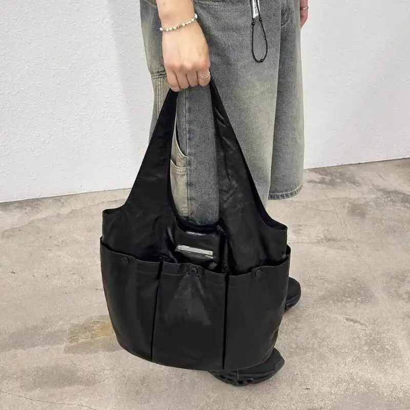 Sweet Cool Y2k Aesthetic Punk Women's Handbags Grunge Pleated Pockets Tote Bags Casual Office Lady Shoulder Underarm Bag Fashion