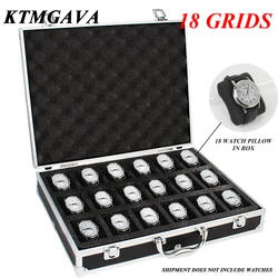 18 Slots Premium Quality Aluminum Alloy Watch Storage Box Watch Collection Box Portable Clock Display box Gift Boxes 37X27X7CM