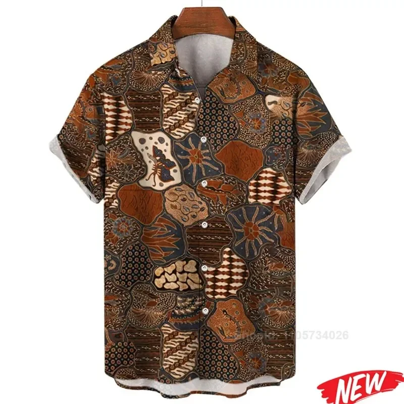 Vintage 3D Printed Floral Hawaiian Shirt Men Summer Street Holiday Harajuku Pattern Oversized Short Sleeves Women LapTee