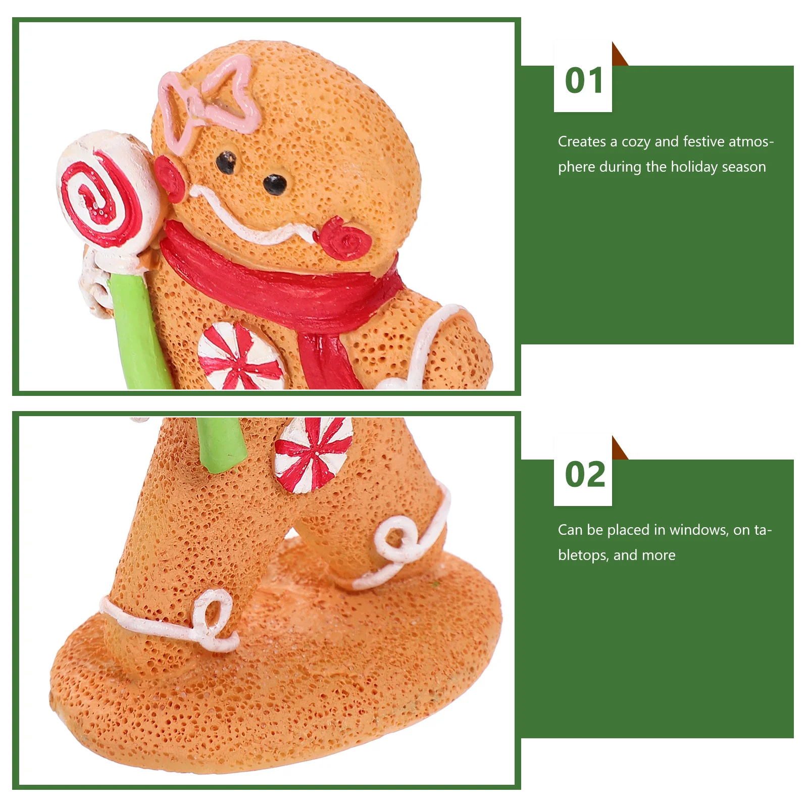 

1pc Gingerbread Man Christmas Decoration Resin Craft Mini Tabletop Centerpiece Desktop Holiday Party Favor Xmas Village Decor