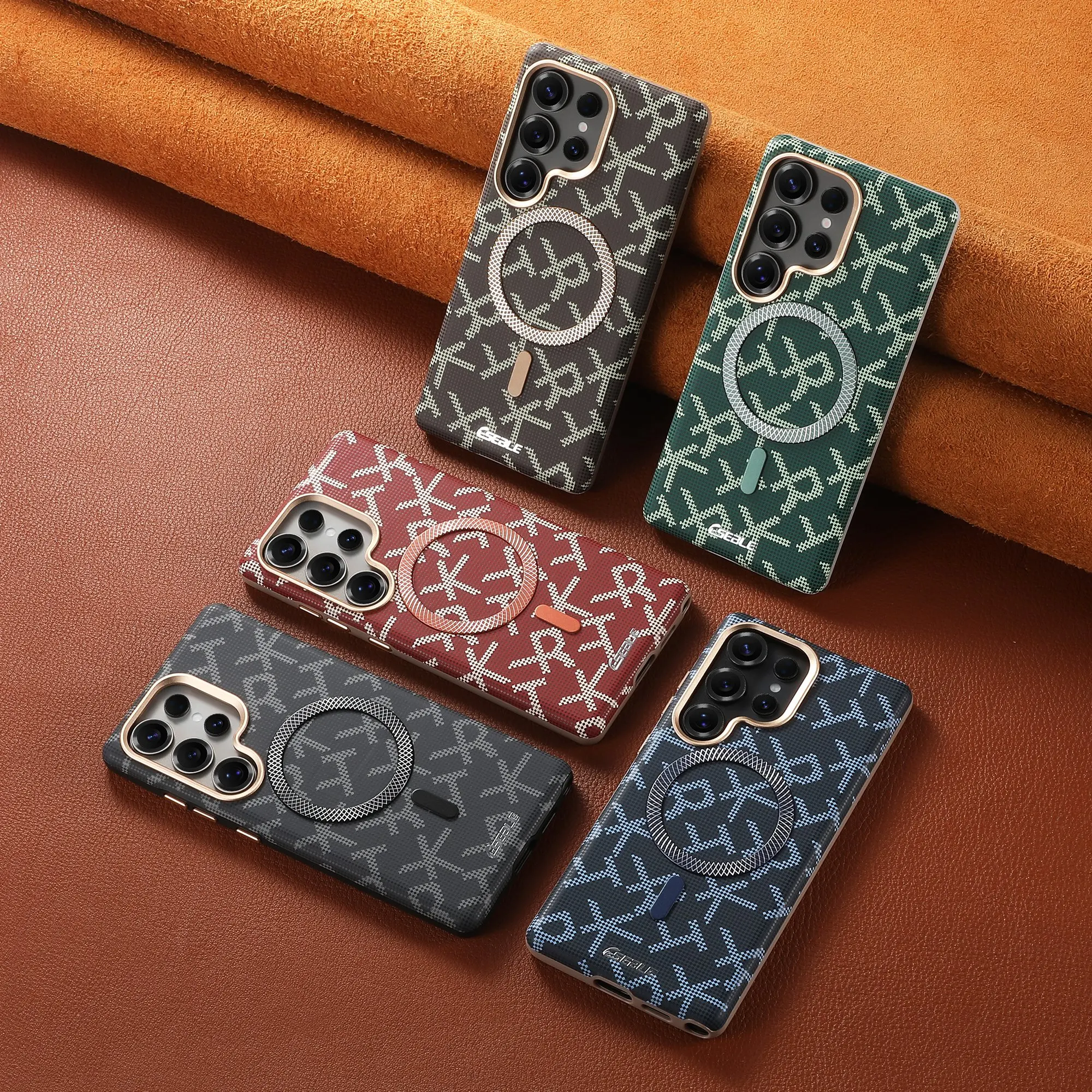 Luxury Faux Leather Phone Case Magnet Wireless Charging Frosted Feel For Samsung Galaxy S26 Ultra S25 S24 view 2