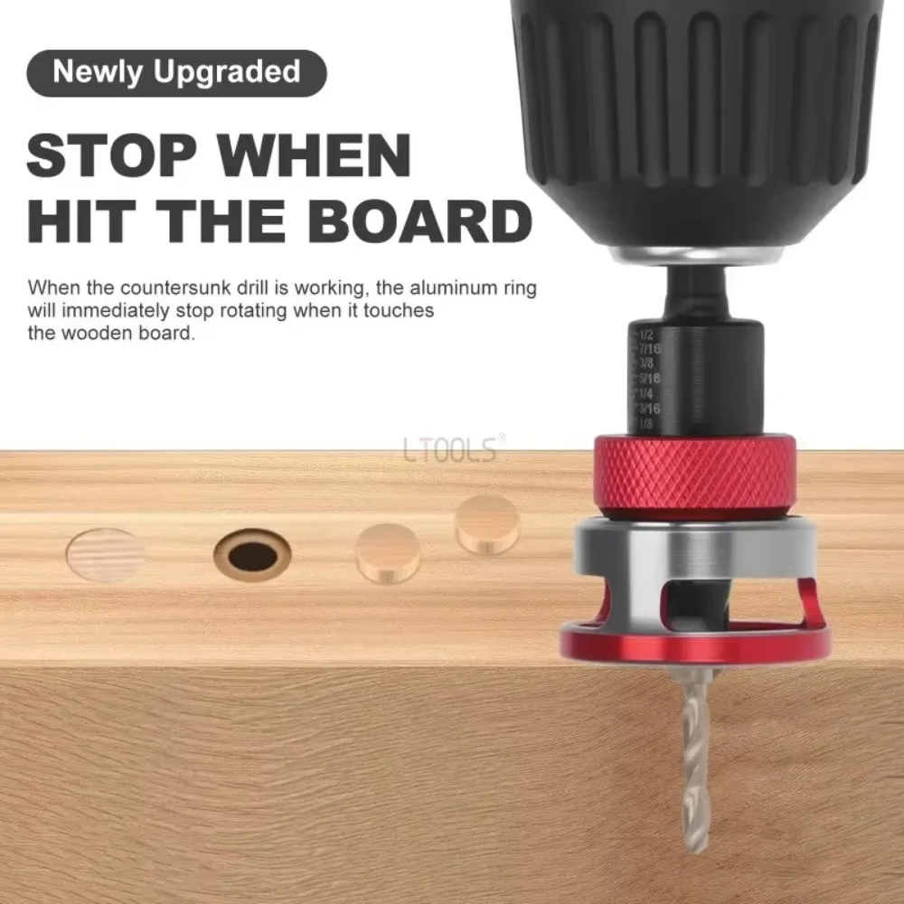 

Набор сверл с конусом из сплава и зенковкой по дереву, регулируемая глубина, шестигранный хвостовик, деревообрабатывающее ограничительное сверло с четырьмя лезвиями и низким трением