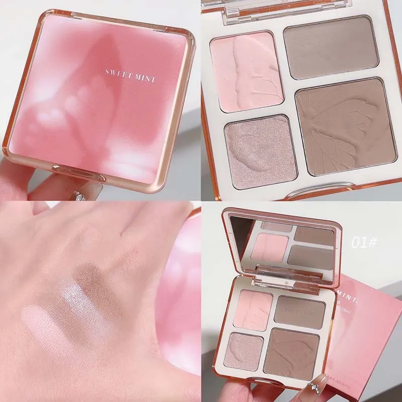 พาเลทท์ไฮไลท์เตอร์คอนทัวร์เฉดดิ้งผงแต่งหน้าเนื้อแมท บรอนเซอร์ ไฮไลท์ กลิตเตอร์ บลัชออน คอนทัวร์จมูก