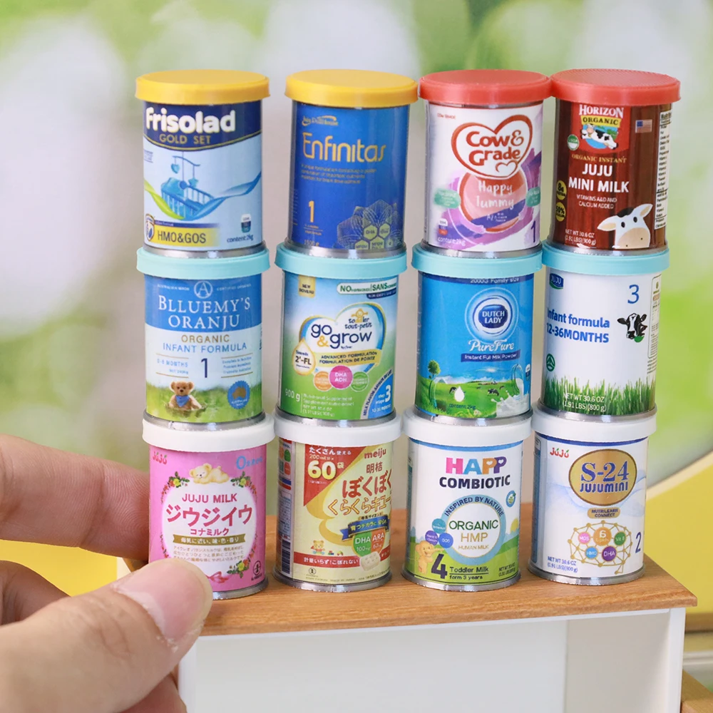 New Cute Miniature Dollhouse Food Simulation Milk Powder Cans/Feeding Bottle Model for Blyth ob11 Doll Accessories