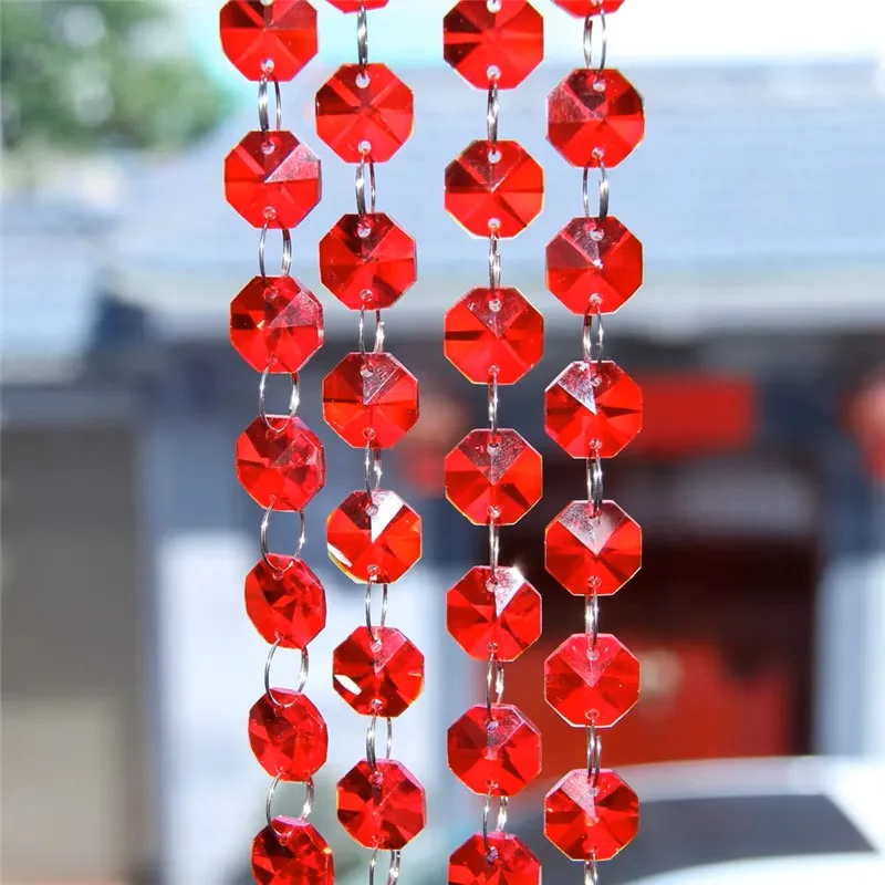 1M/5M Colorful Glass Octagon Beads Garland - Chandelier Crystals, Crystal Prism Strand for Wedding Christmas Decor