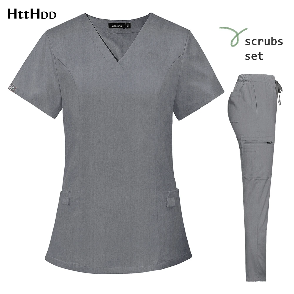 

Solid Colored Work Clothes Nurse Accessories Spa Uniform Beauty Salon Pet Clinic Nursing Scrub Set Pediatric Health Uniform Soft