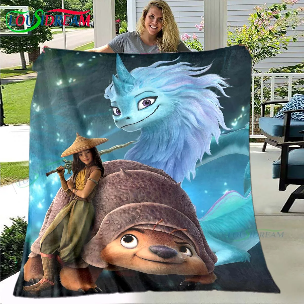 Fashion Cartoon Raya and The Last Dragon Flannel Adult Children Blanket Sofa Decoration Blanket Portable Blanket bath towel Gift