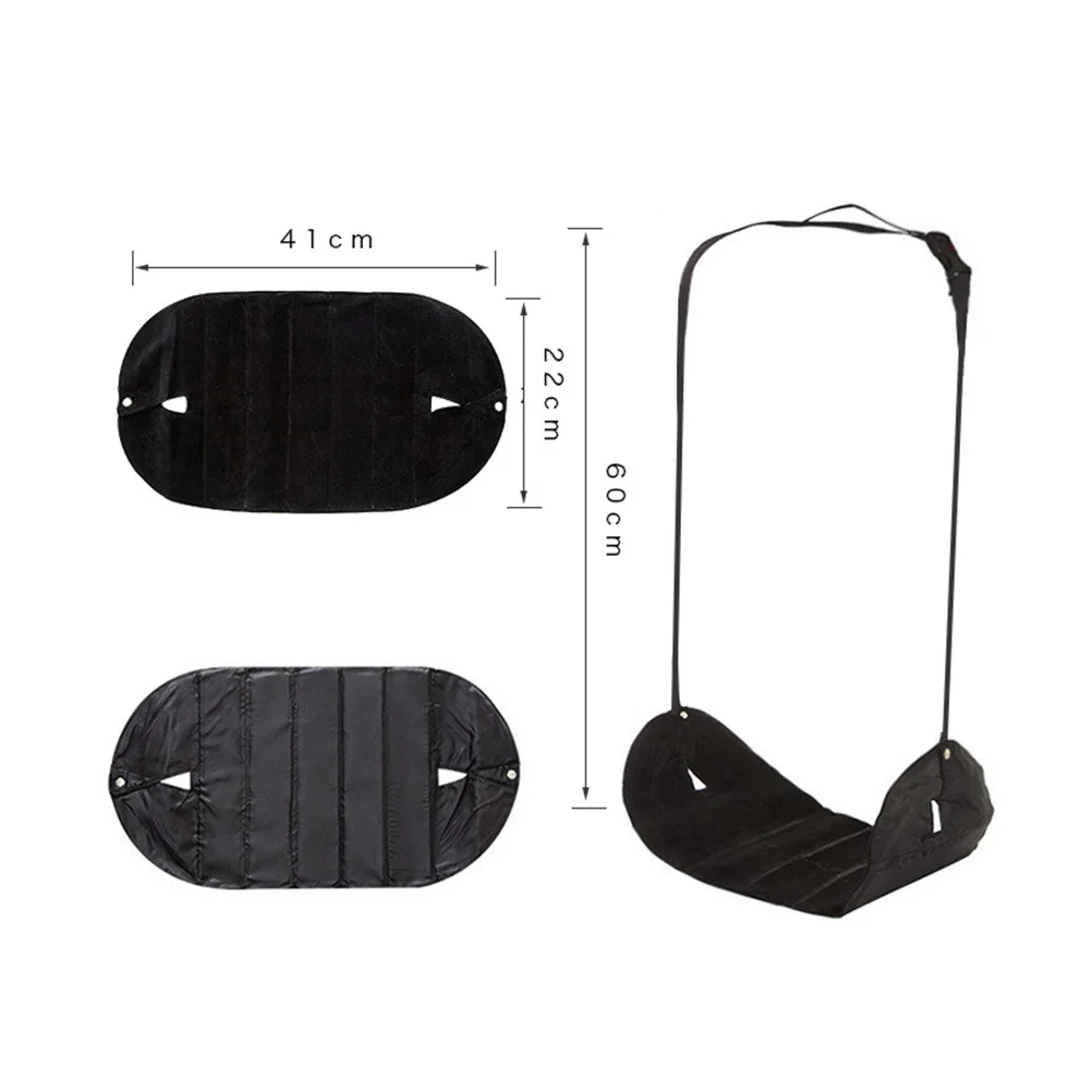 

Portable Black Foot Rest Hammock Adjustable for Travel Office Airplane Train Home Use Canvas Fabric Under Desk Footrest