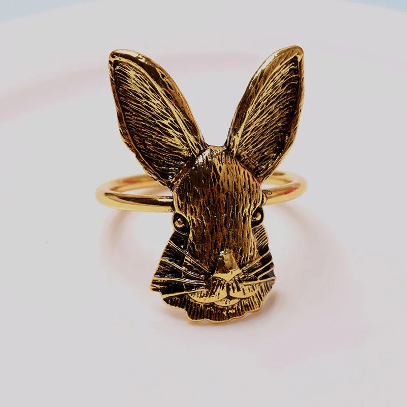 Napkin Rings Holders Gold Easter Bunny Buckle Dinner Rabbit Design Becket For Hotel Wedding Party Event Dining Table Decoration