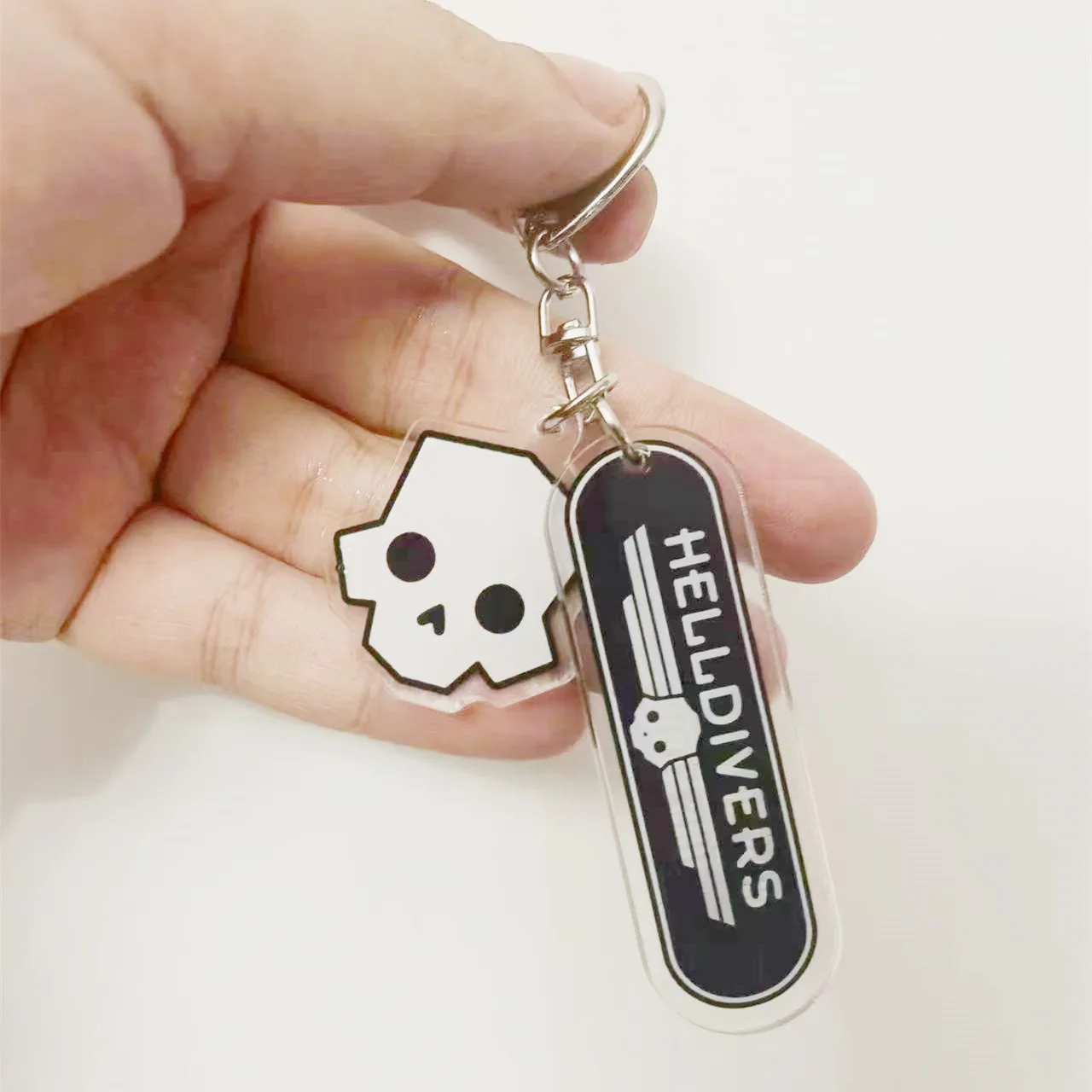 Game Hell Divers 2 Skull Key Ring Key Chain Gift For Gamer Super Earth Ship Sovereign Freedom