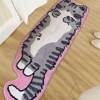 Cartoon Cat Rug Creative Special-shaped Bed Rug Animal Shape Fried Cat Rug Machine Washable Suitable For Bedroom Living Room