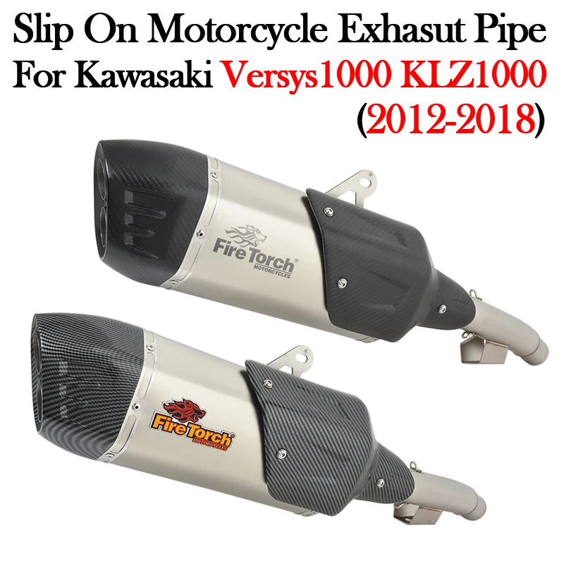 Slip On For KAWASAKI Versys1000 KLZ1000 2009 - 2018 Modify Escape Moto Muffler Motorcycle Carbon Fibre Exhaust Middle Link Pipe