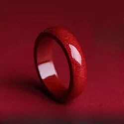 Cinnabar Ring, Purple Gold Sand Plain Circle, Male and Female Natal Year, Red Ring, Ring Ring