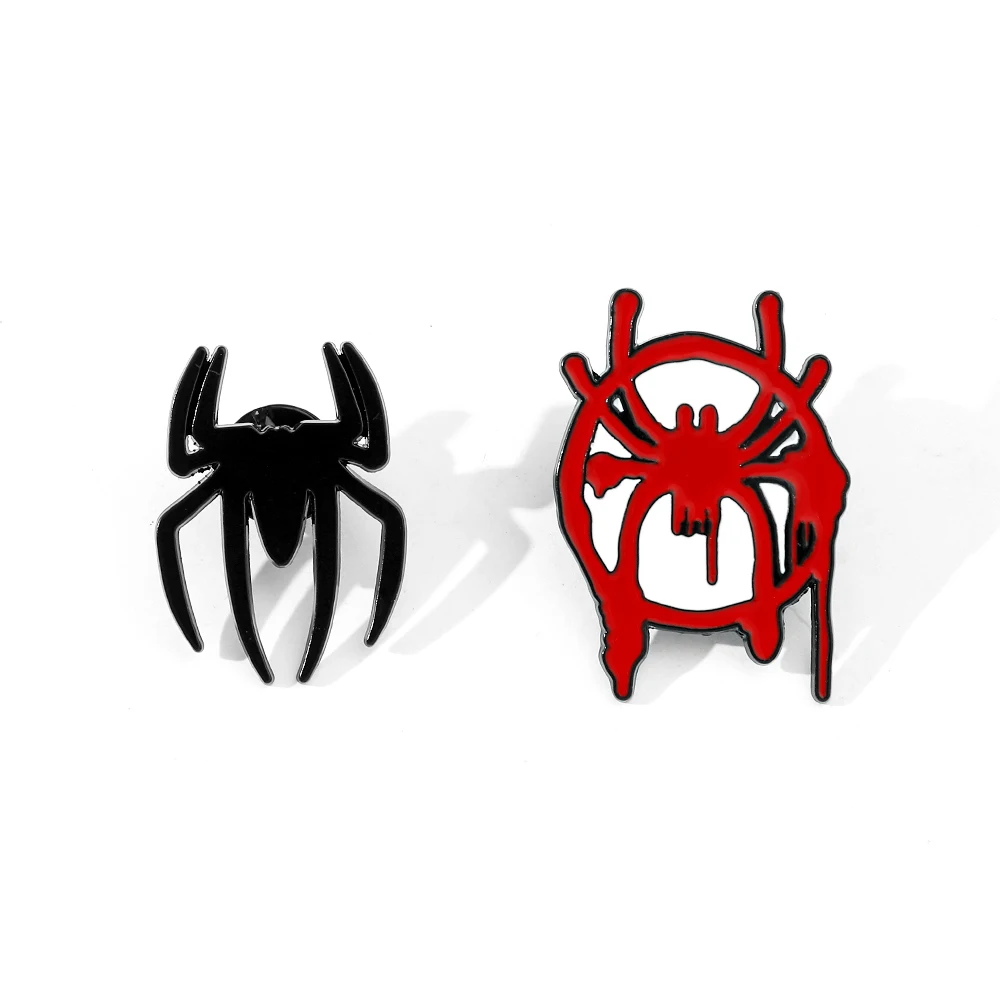 2 Pcs Anime Spider Man Brooch Minimalist Spider Enamel Pin Metal Badge Jewelry Clothing Backpack Accessories Festive Gifts