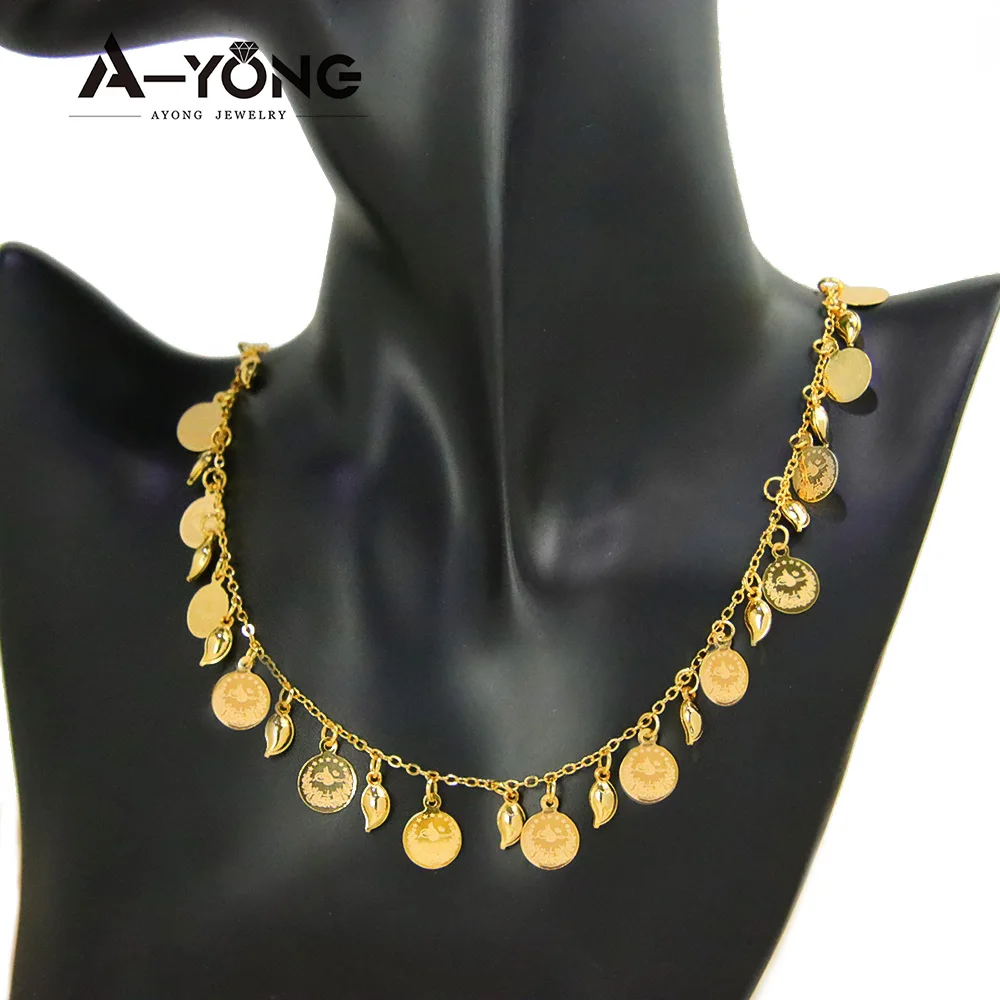 Nigeria Hochzeit Schmuck Set 21k vergoldet türkische Vintage Münzen Charm Halskette Armband marokkanische Frauen tägliche Party Schmuck – Detail 6