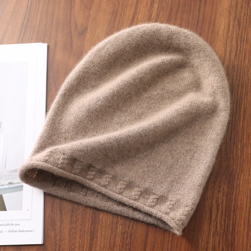 100% czystej wełny damskie czapki z dzianiny jesienno-zimowa ciepła miękka pulowerowa czapka z daszkiem Korea moda Slouch Skullies dla Gorros