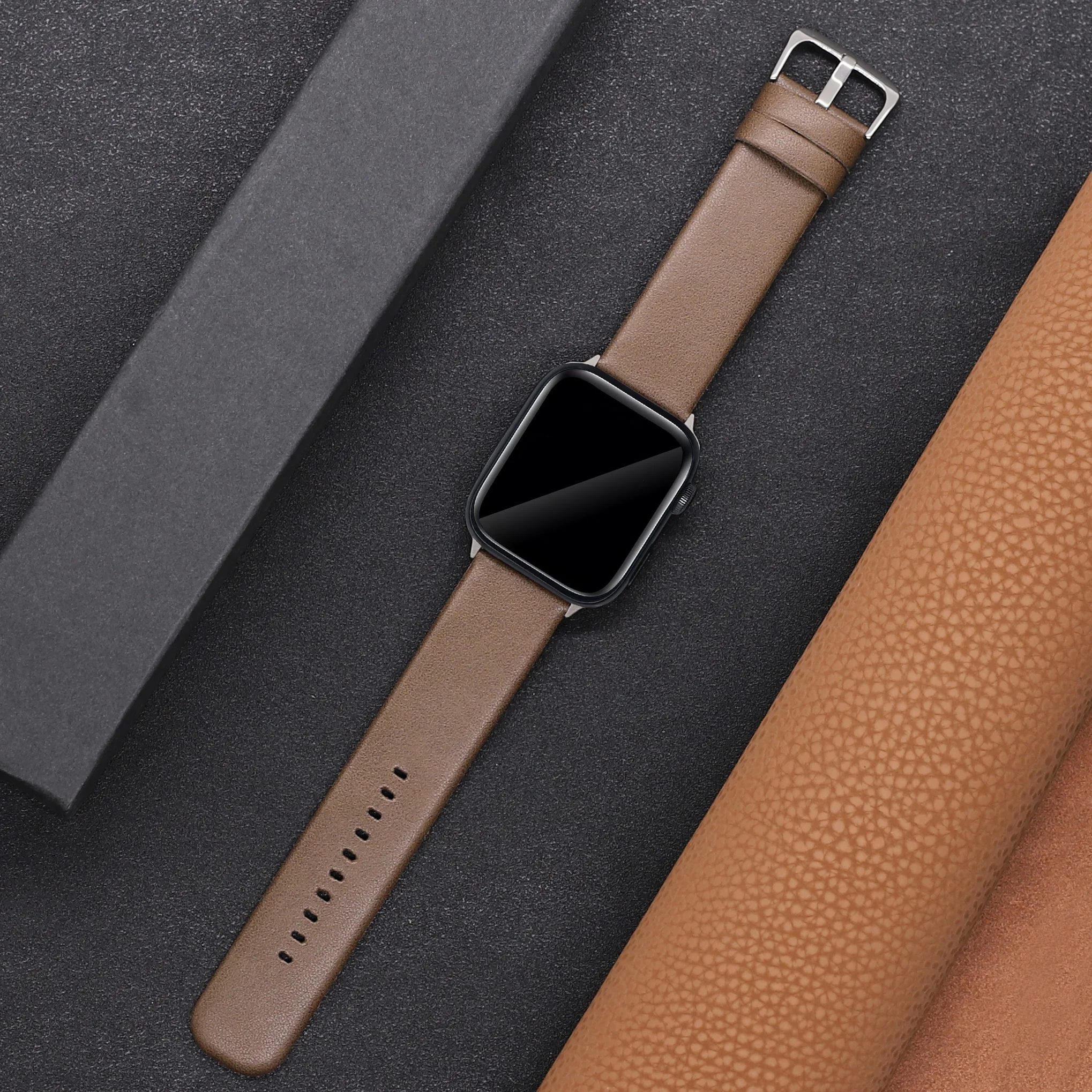 Ремешок из ПУ кожи для Apple Watch Band 49 мм 46 мм 44 мм 45 мм 42 мм 40 мм 38 мм 41 мм, повседневный мужской и женский браслет iWatch 10/9/8/7/6/5/4/Ultra