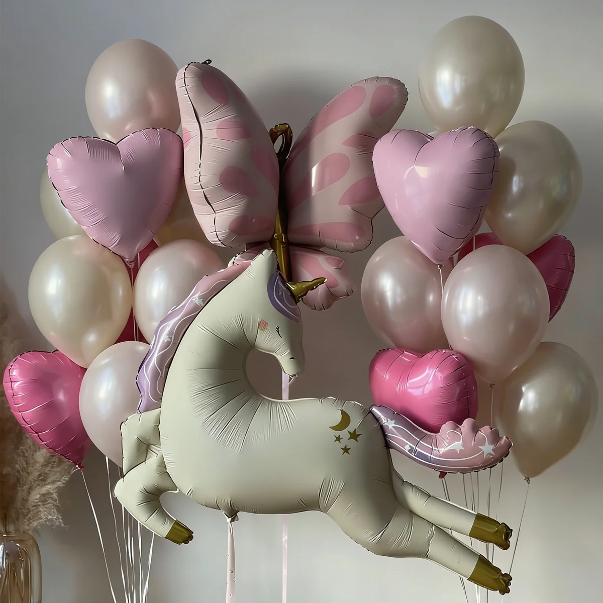 Vintage Einhorn und Rosa Schleifenballon-Set Waldprinzessin-Thema Ballondekoration Geburtstagsfeier Hochzeitsparty Ballons – Detail 5