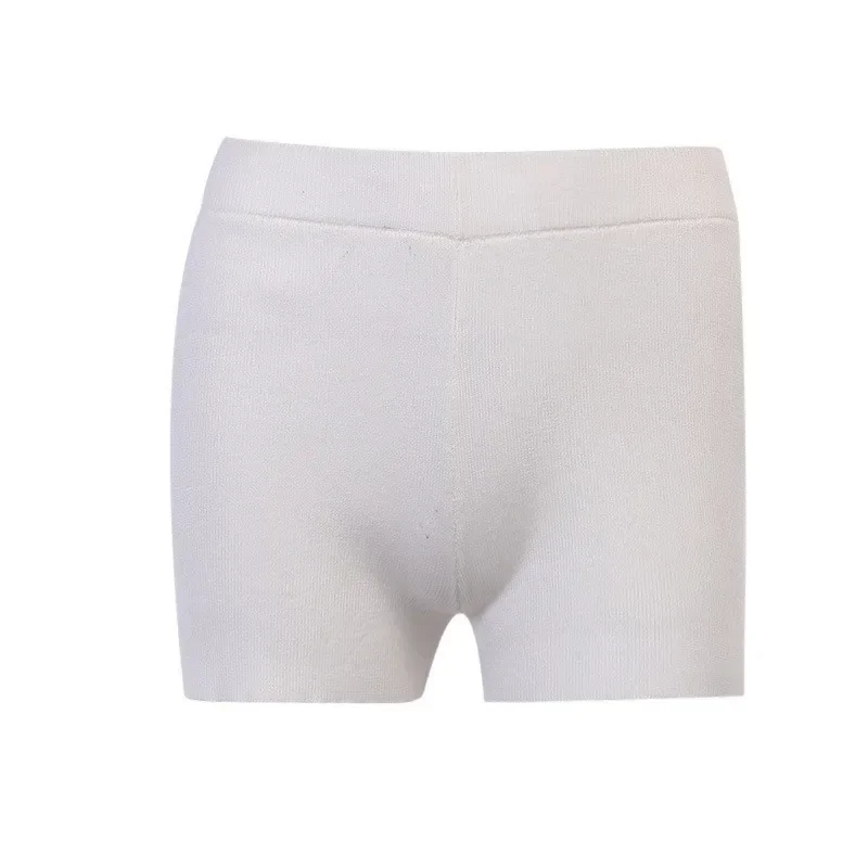 Pantaloncini estivi in maglia di cotone bianco donna casual mini nero sexy a vita alta a costine streetwear pantaloncini da motociclista basic alti allungati