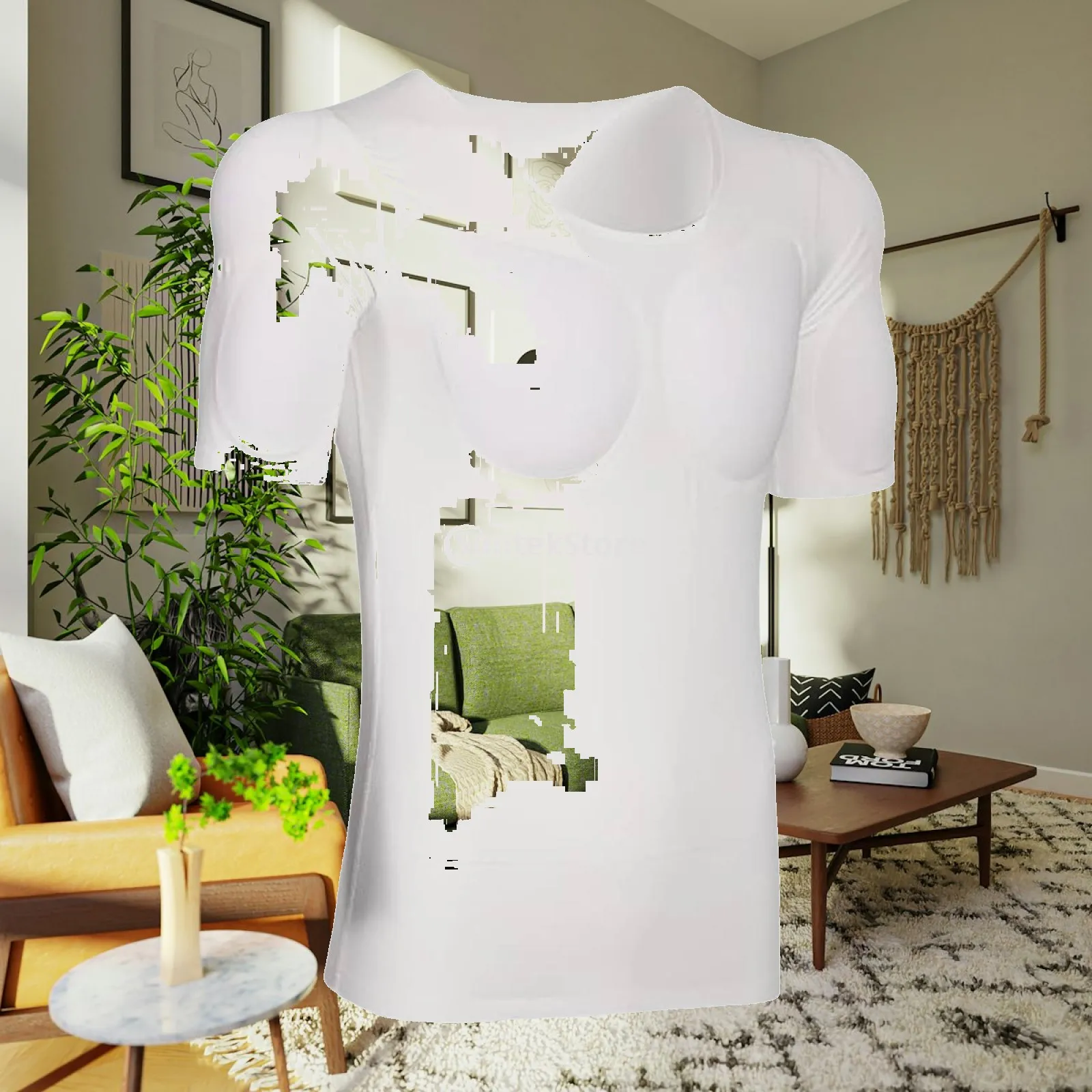 Padded Muscle Shirt Men Simulation Costume Tee Stage Clothes Style Padded Chest Top for Party Cosplay
