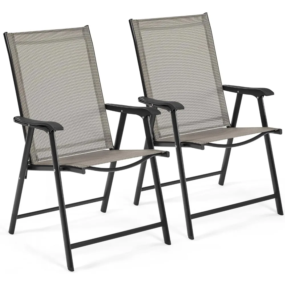 

Patio Dining Chairs Set of 2, Portable Dining Chairs with Armrests for Camping, Lawn and Beach, Folding Patio Chairs 2-Pack of