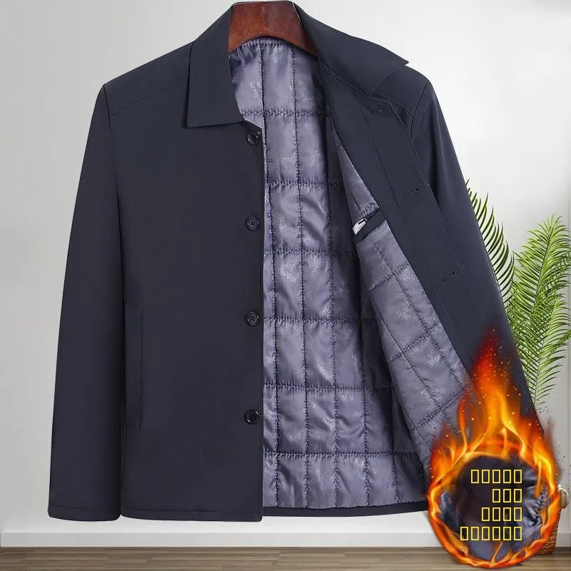 

Thiened Cotton Jaet for Middle-Aged And ly Men Loose Fit Autumn Winter Outerwear Casual Loose Dad irt Large Size