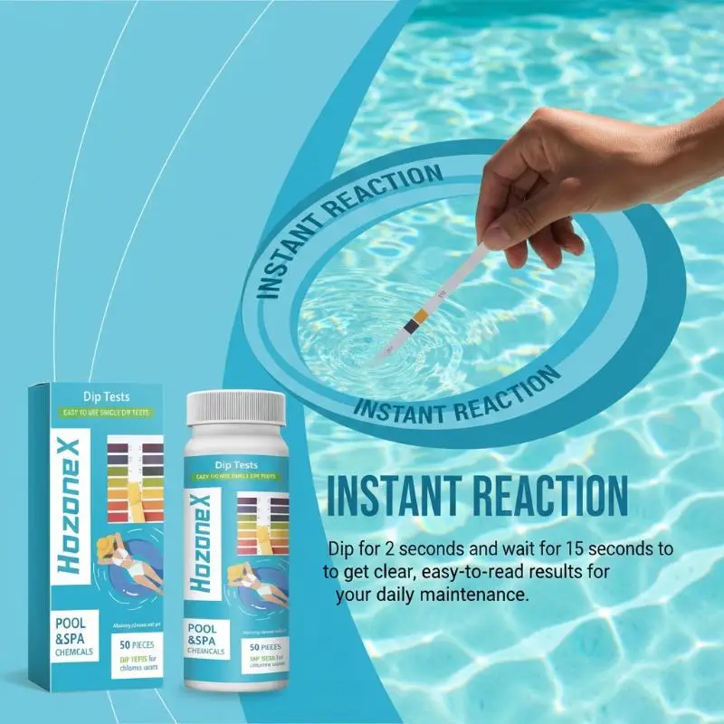 3 in 1 Pool Test Strips 50PCS Rapid Water Quality Tester High Precision for Spa Hot Tub Swimming Pool Easy Use Maintenance