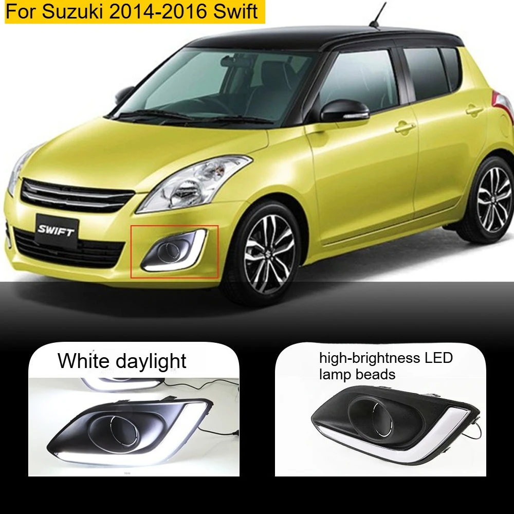 

Для Suzuki 2014 2015 2016 Swift светодиодные дневные ходовые огни противотуманные фары дневные ходовые противотуманные фары рамка