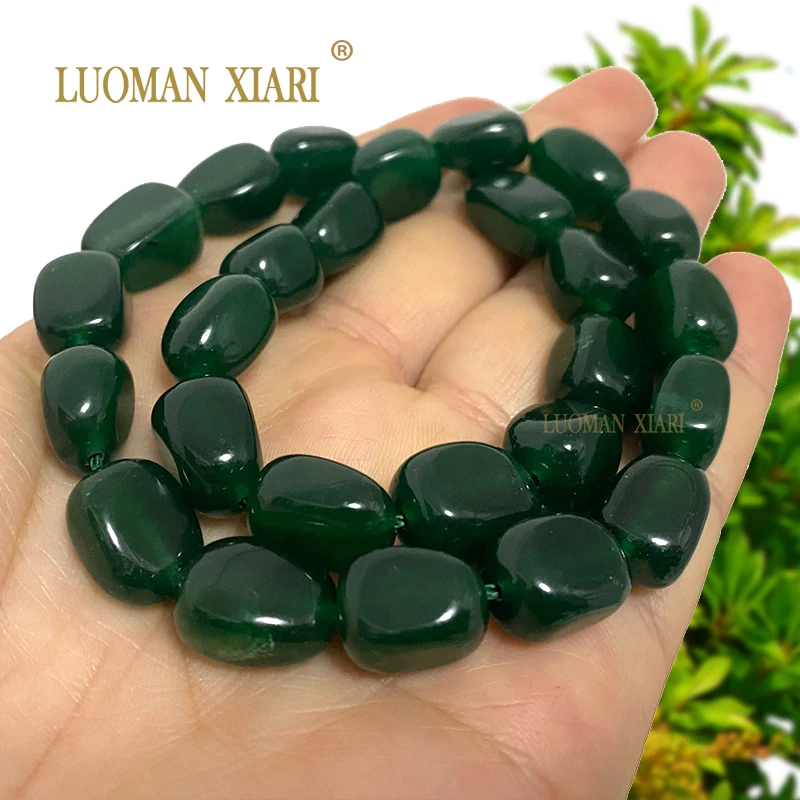 6-10mm naturalny chalcedon ciemnozielony kamień szmaragdowy kolor nieregularna luźna paciorek do naszyjnika do wyrobu biżuterii akcesoria do bransoletki