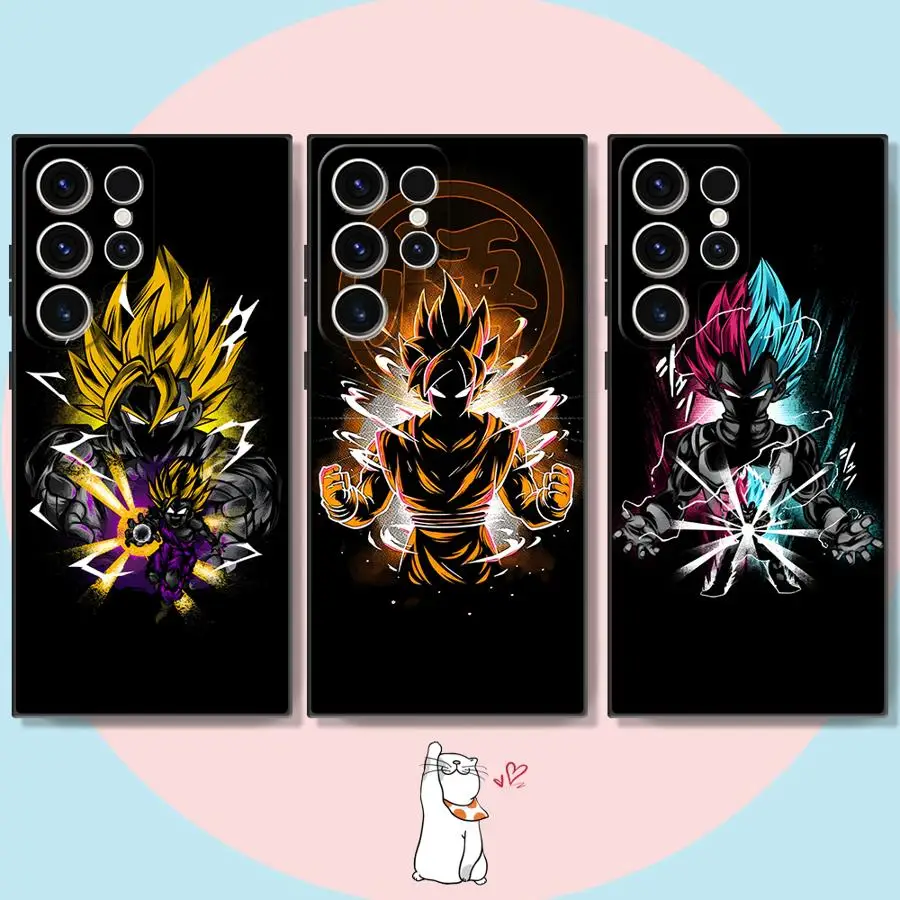 

Black Soft Shell Case for Samsung Galaxy S24Ultra S24 S22 Plus S21+ S25 Ultra S23 FE S21 S20 FE Dragon Ball Black Cool Goku