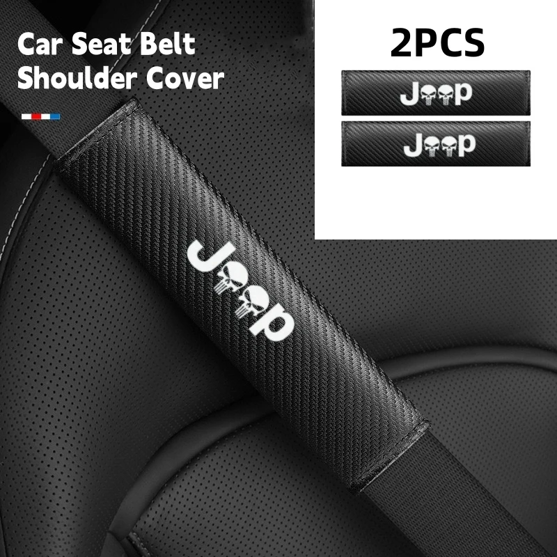 

2Pcs Car Seat Belt Shoulder Covers Carbon Fiber For Jeep Grand Cherokee WK2 KL Wrangler JK Renegade Commander Compass 2022