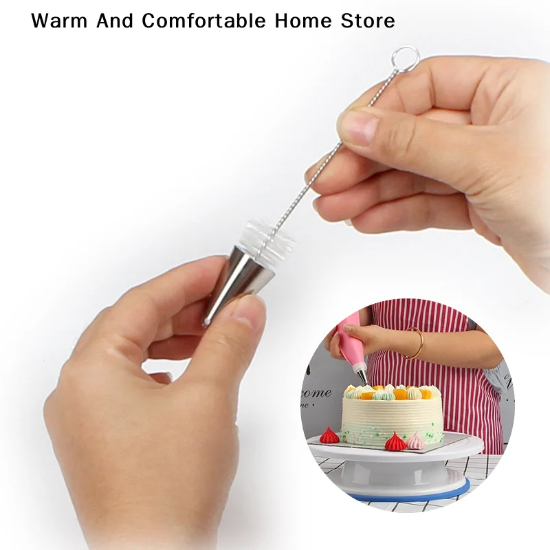【SE】1PC Cream Nozzles Cleaning Brush Cupcake Cream Cake Decorating Tip Nylon Brush Baking Cleaner Tool