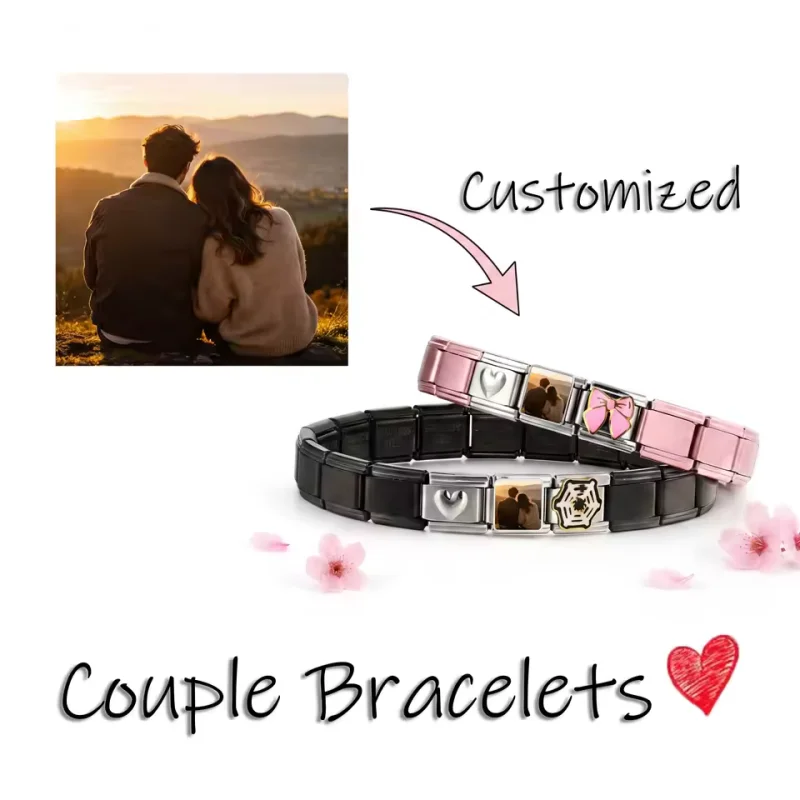 1pc 9mm Personalization Customized Italian Charm Custom Picture LOGO Souvenir Bead Bracelet Stainless Steel Jewelry DIY Making