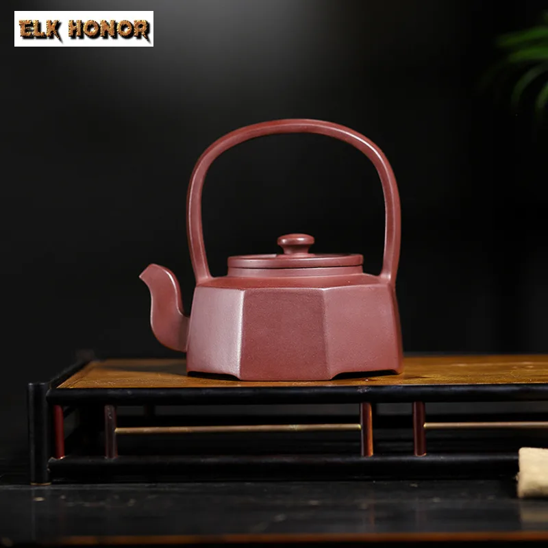 250ml Authentic Chinese Yixing Purple Clay Teapots Beauty Octagonal Beam Lifting Kettle Artists Handmade Tea Pot Zisha Tea Set