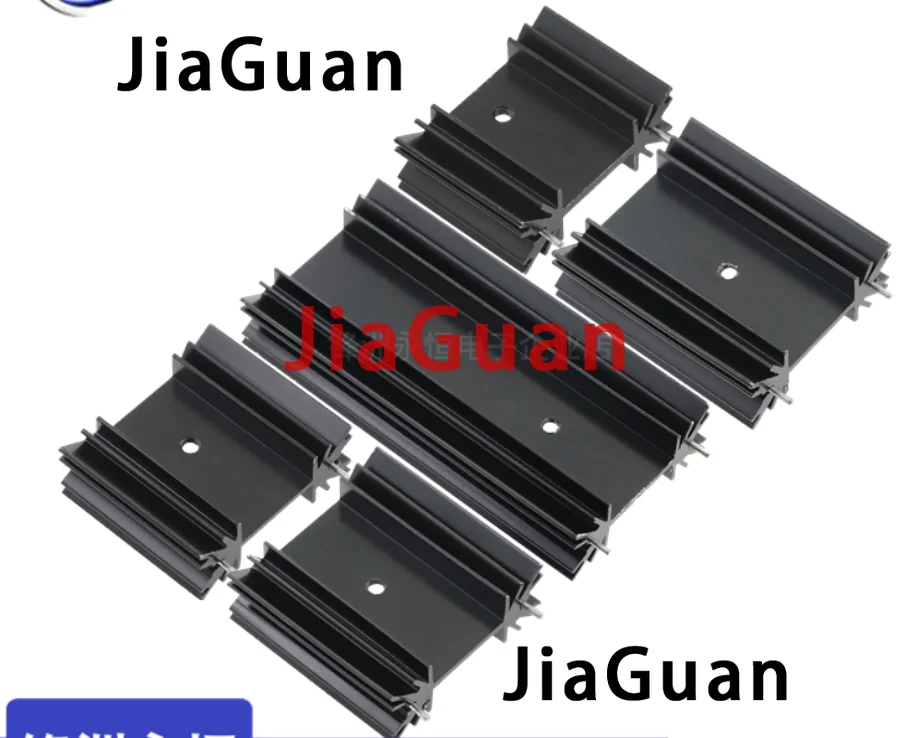 10pcs new YV25 Quincunx aluminum radiator 34x12x25/30/35/40mm to-220 Black insulated radiator Double pin triode with heat sink