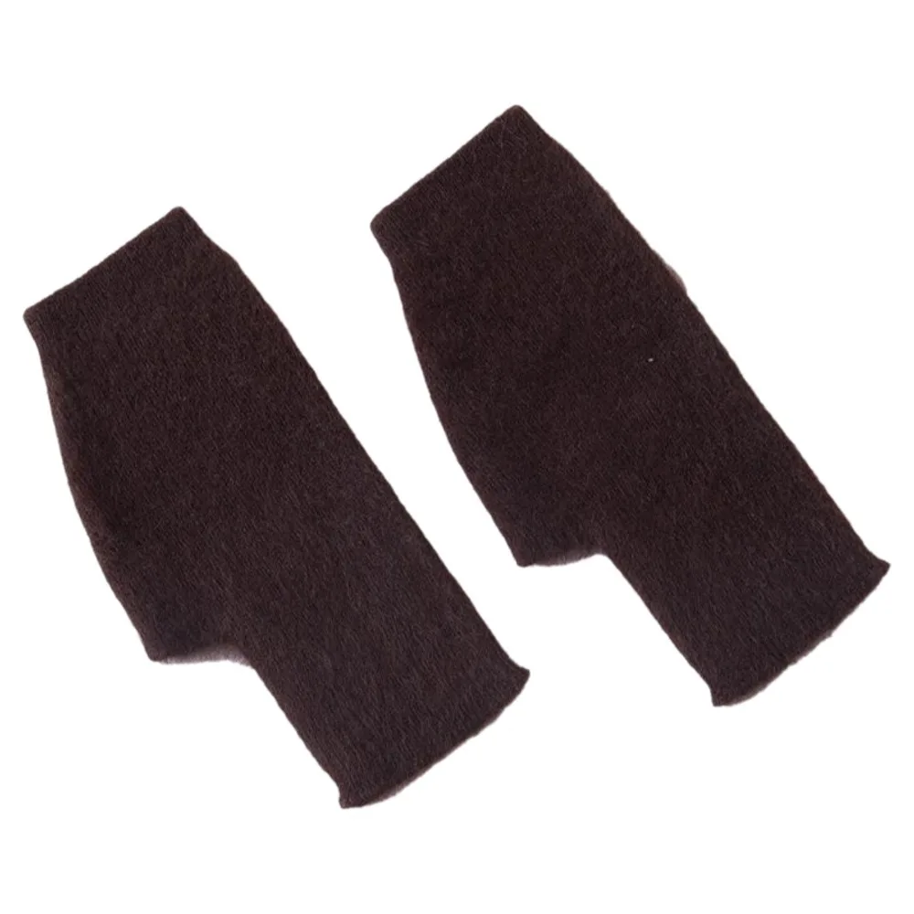 Cute Soft Knitted Gloves Velvet Wool Half Finger Gloves Thicken Short Mittens Writing